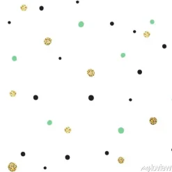 Tapeta: Grafika z czarnymi złotawymi i turkusowymi kropkami