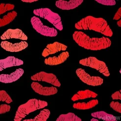 Tapeta: Grafika z kolorowymi ustami na czarnym tle