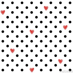 Tapeta: Grochy szwu wzór z czerwonym sercem. projektowania walentynki.