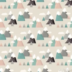 Tapeta: Górski wzór. mieszkanie w stylu cartoon mountain.