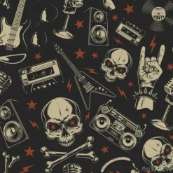 Tapeta: Grunge bezszwowy wzór z czaszkami