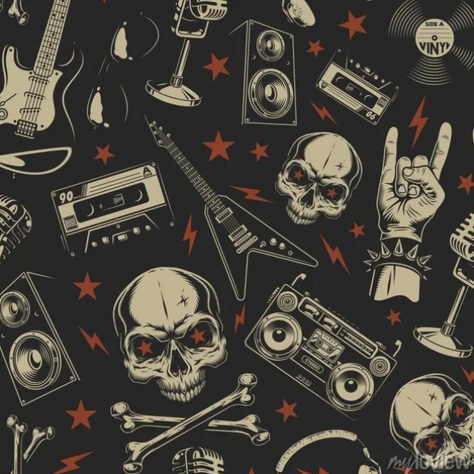 Tapeta: Grunge bezszwowy wzór z czaszkami