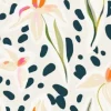 Tapeta: Hand drawn cute artistic flowers with dots print. modern botanical