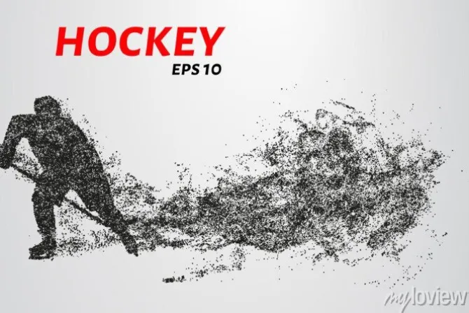 Tapeta: Hokej z cząstek. hokej rozkłada się na małe cząsteczki. ilustracji