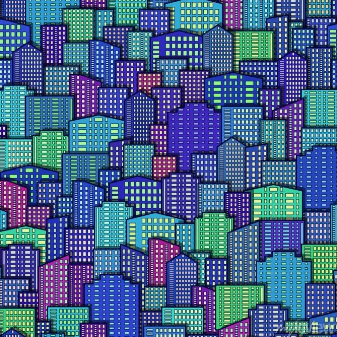 Tapeta: Horyzontalny bezszwowy krajobraz, miastowy tło, dnia miasto z