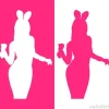 Tapeta: Icono plano sylwetka chica conejito rosa y blanco