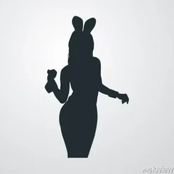 Tapeta: Icono plano sylwetka chica conejito pl fondo degradado