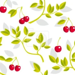 Tapeta: Ilustracja gałązek i wiśni na białym tle