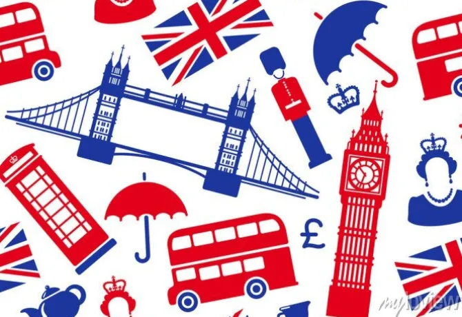 Tapeta: Ilustracja symboli londynu na białym tle