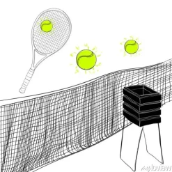 Tapeta: Ilustracja zestawu tenisowego rakietów, kulki, siatki tenisowej