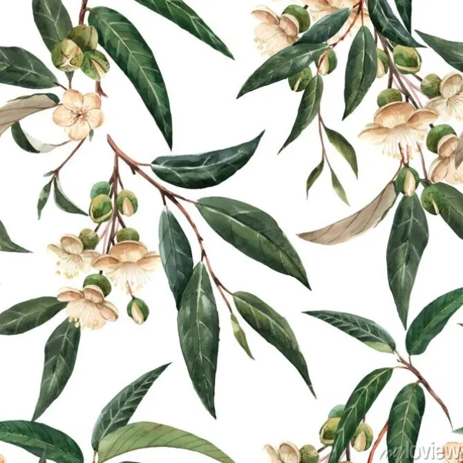 Tapeta: Jasne kwiaty i delikatne liście