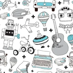 Tapeta: Jednolite rocznika wzór chłopców zabawki tła w wektorze