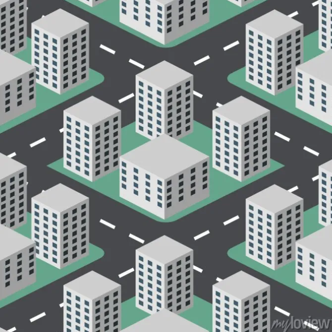 Tapeta: Jednolite streszczenie płaskim miasta 3d wektora tle.