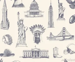 Tapeta: Jednolite tło z szkicami symboli usa