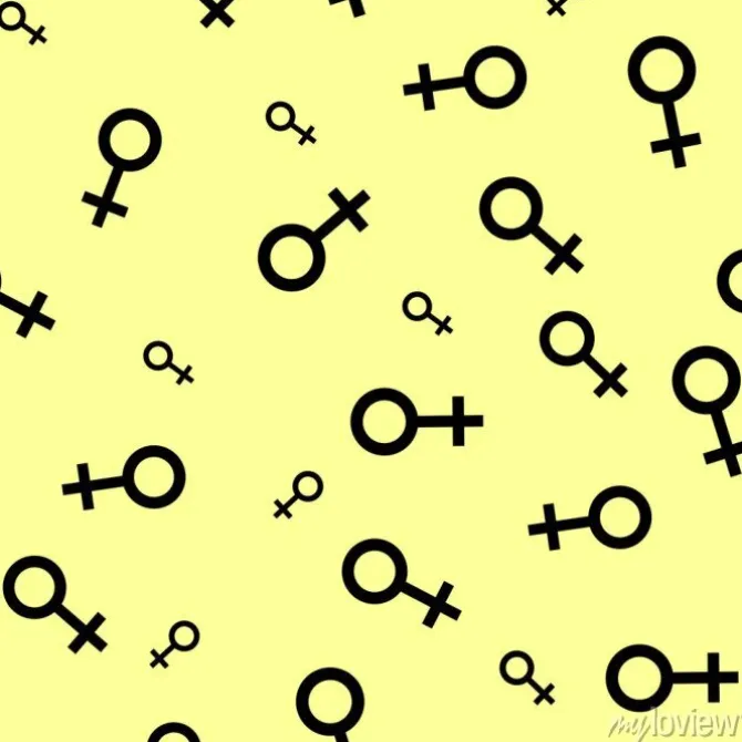 Tapeta: Jednolite wzór z czarnymi symbolami płci żeńskiej. kobieta małe