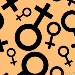 Tapeta: Jednolite wzór z czarnymi symbolami płci żeńskiej. samice oznaki