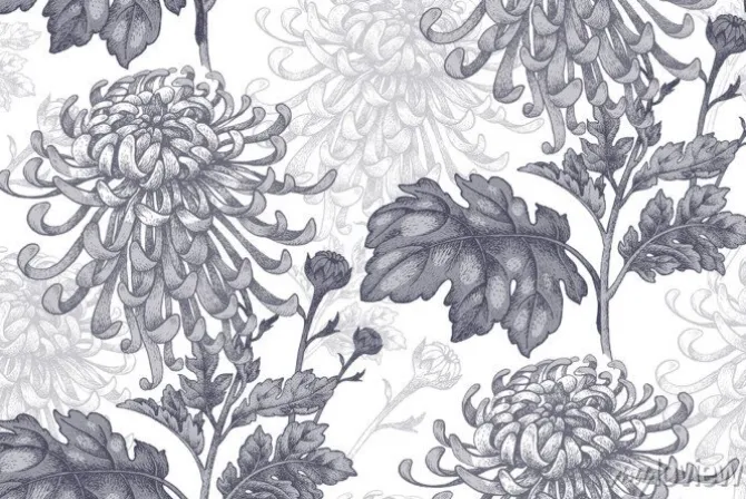 Tapeta: Jednolite wzór z kwiatów chryzantemy.