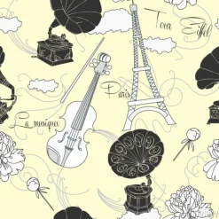Tapeta: Jednolite wzór z paryża i muzyki