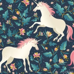 Tapeta: Jednolite wzór z pięknym jednorożce. wektor magiczne tło dla