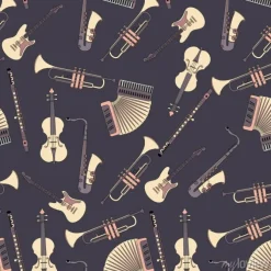 Tapeta: Jednolite wzór z różnych instrumentów muzycznych.