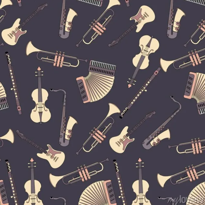 Tapeta: Jednolite wzór z różnych instrumentów muzycznych.