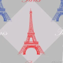 Tapeta: Jednolite wzór z wieży eiffla na szarym tle