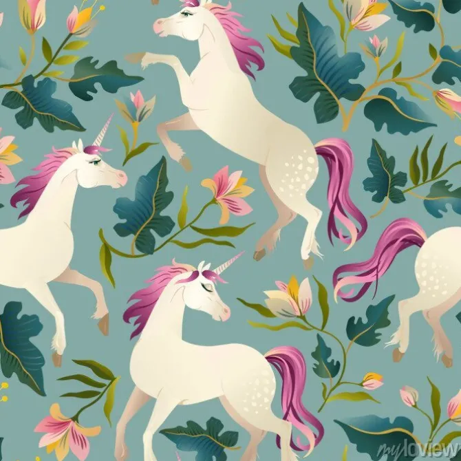 Tapeta: Jednorożce wśród lilii