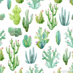 Tapeta: Kaktusy na akwarelowym wzorze