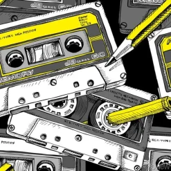 Tapeta: Kasety magnetofonowe z ołówkami