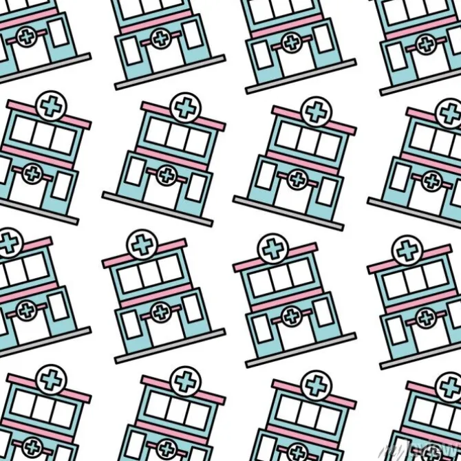 Tapeta: Kliniki szpitala budynek opieki bezszwowe wzór obrazu wektorowego