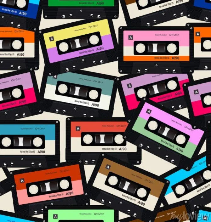 Tapeta: Kolorowe kasety magnetofonowe