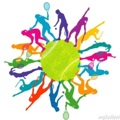 Tapeta: Kolorowe pojęcie tenis z sylwetki kobiety gra w tenisa