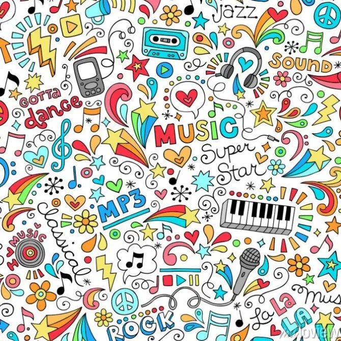 Tapeta: Kolorowe symbole muzyki i pokoju