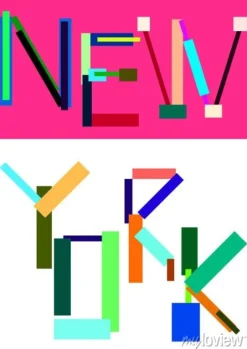 Tapeta: Kolorowe t-shirt projektowania grafiki z "new york" tekst napisany