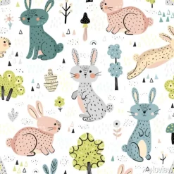 Tapeta: Kolorowe zajączki w stylu skandynawskim