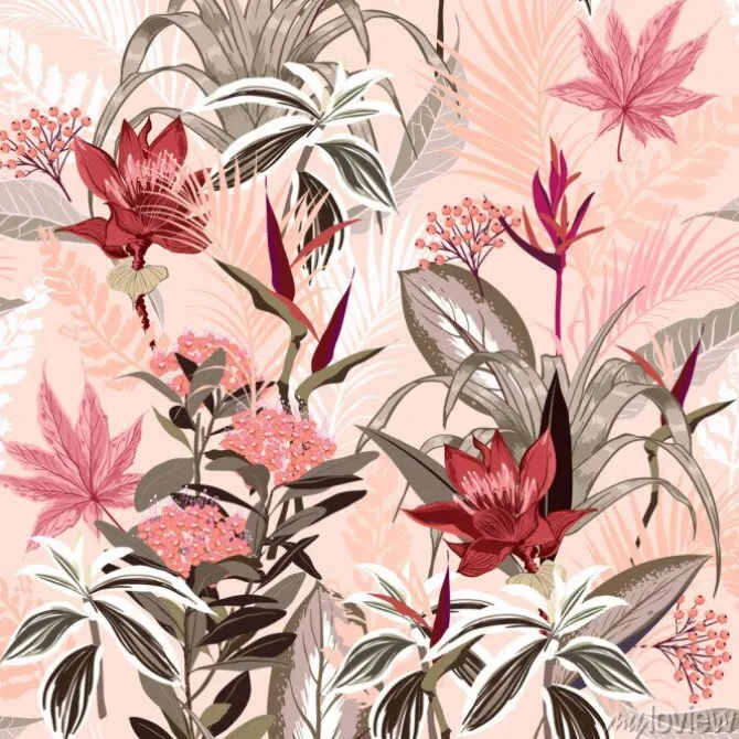 Tapeta: Kompozycja kwiatowa na jasnym różowym tle