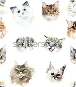 Tapeta: Koty różnych ras w stylu akwarelowym