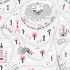 Tapeta: Królewskie miasteczko z pętlą torów i pociągami