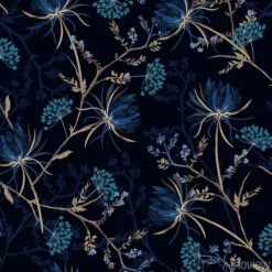 Tapeta: Kwiaty niebieskie na ciemnym tle