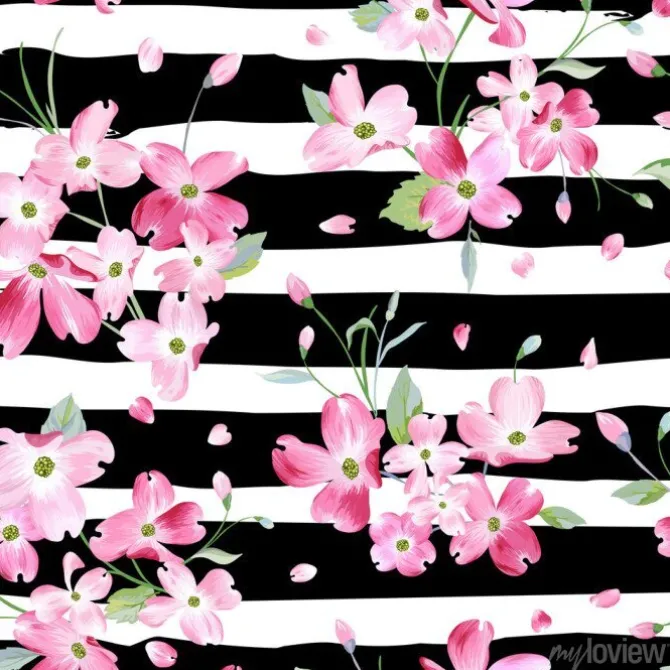 Tapeta: Kwitnące kwiaty wiosny wzór tła. moda bez szwu wydruku w wektorze