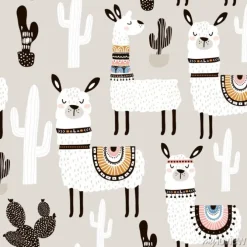 Tapeta: Lamy w etnicznych strojach wśród kaktusów