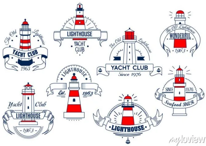 Tapeta: Latarnia ikon wektorowych do klubu jachtowego lub bar