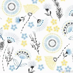 Tapeta: Lato bez szwu wzór kolorowy rysunek ręka szkic kwiaty ogrodowe