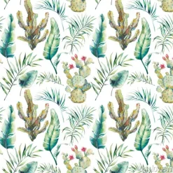 Tapeta: Lato palma, kaktus i banan pozostawia wzór. akwareli zieleni