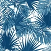 Tapeta: Liście palmowe w kolorze indygo na białym tle