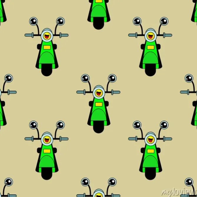 Tapeta: Śliczne dzieci wzór motocykla dla dziewcząt i chłopców. kolorowy