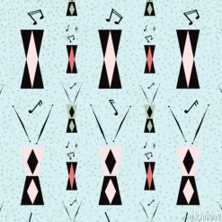 Tapeta: Mid century musical seamless pattern with tall drums and and