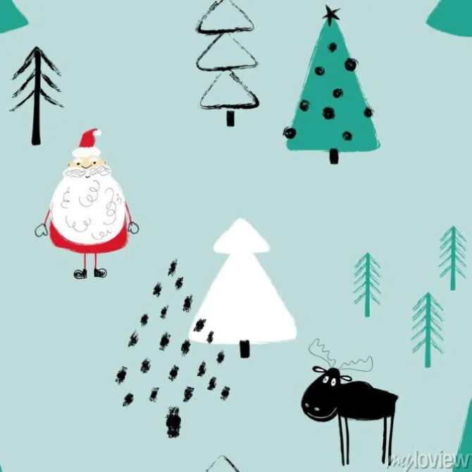 Tapeta: Śmieszne boże narodzenie las wzór.