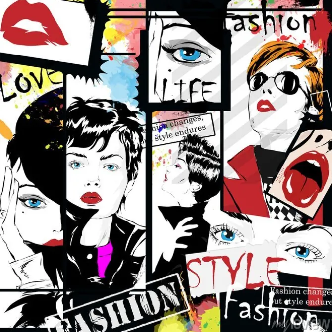 Tapeta: Moda dziewczyna w szkicu stylu.