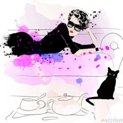 Tapeta: Moda dziewczyna w szkicu stylu.